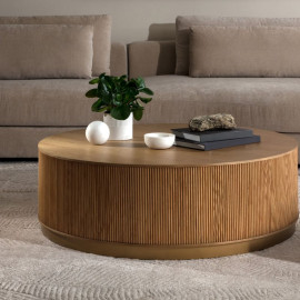 Kalla Oak Round Coffee Table 112cm | Fluted Oak 
